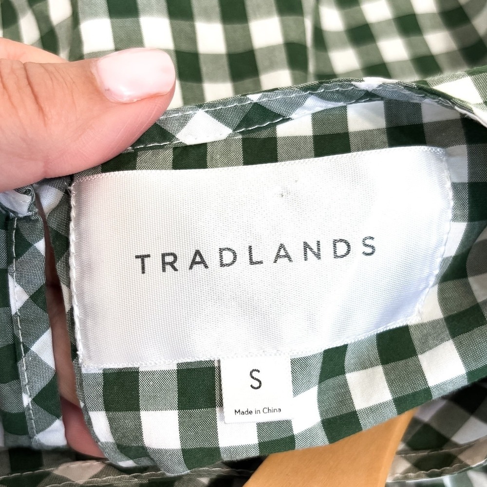 Tradlands Gingham Tiered Lagenlook Midi Dress Size S Green Minimalist Oversized - Picture 11 of 13